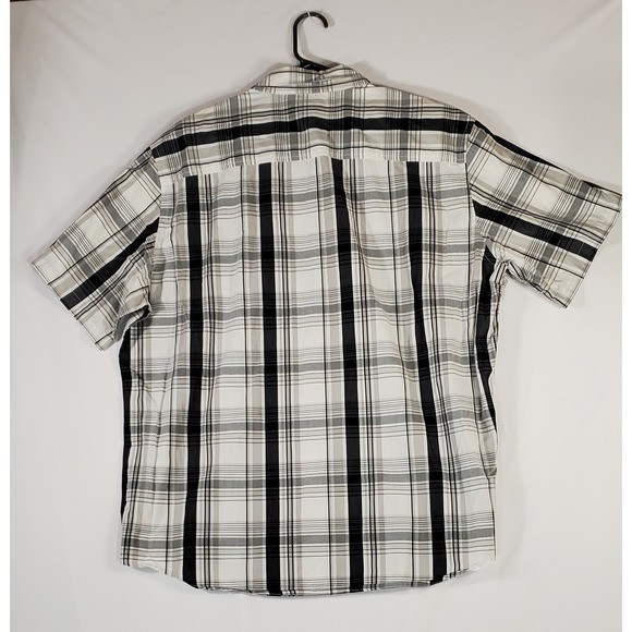 Ecko Unltd Mens 2X Large Plaid Short Sleeve Button Up Shirt Black White Gray - Picture 6 of 7